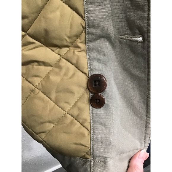 VTG L.L. Bean Green Chore Coat Men's L Quilted Lined Corduroy Collar Barn Jacket - Picture 5 of 6